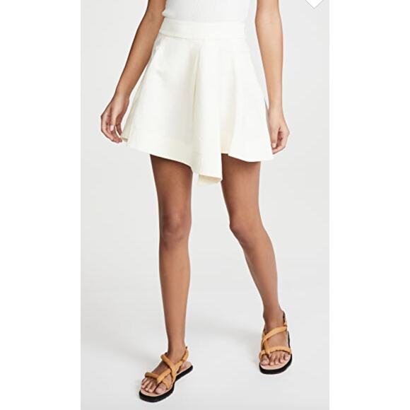 New Derek Lam 10 Crosby Kiana Pleated Asymmetrical Mini Skirt 14 Cotton Linen - Picture 11 of 12